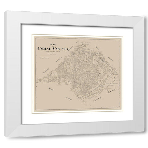 Comal County Texas - Pressler 1897  White Modern Wood Framed Art Print with Double Matting by Pressler