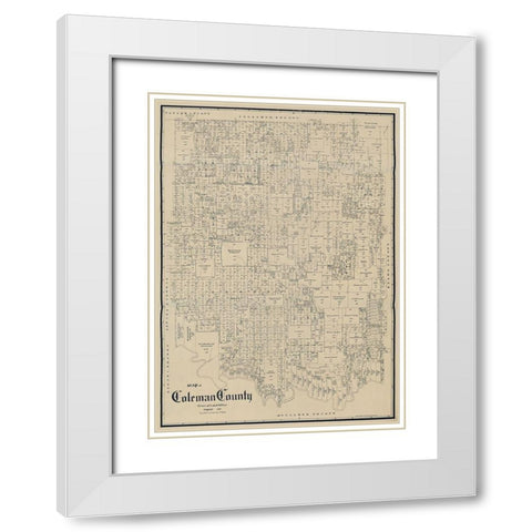 Coleman County Texas - Schutze 1897  White Modern Wood Framed Art Print with Double Matting by Schutze