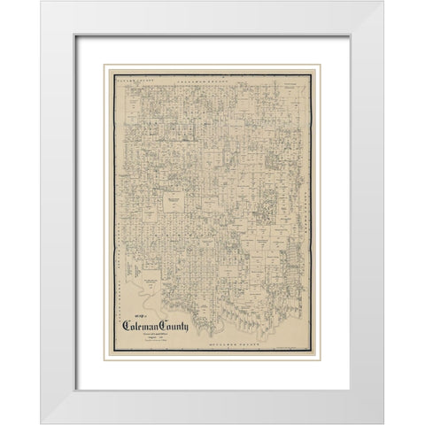 Coleman County Texas - Schutze 1897  White Modern Wood Framed Art Print with Double Matting by Schutze