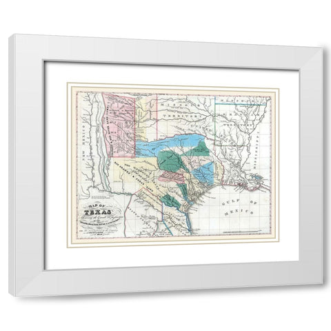 Texas - Colorado River - Konen Marche 1835 White Modern Wood Framed Art Print with Double Matting by Marche
