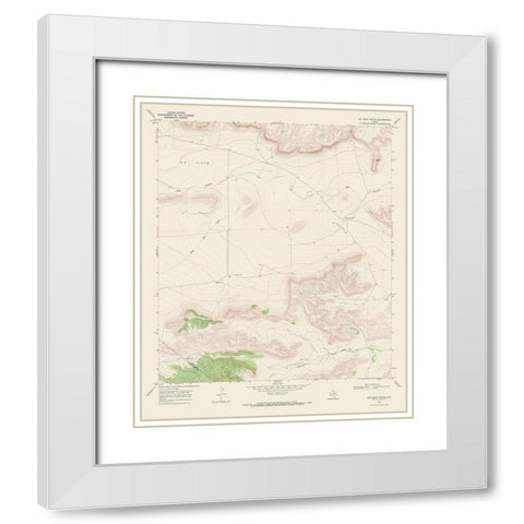 Cap Rock Butte Texas Quad - USGS 1968 White Modern Wood Framed Art Print with Double Matting by USGS