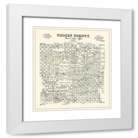 Crosby County Texas - McGaughey 1892 White Modern Wood Framed Art Print with Double Matting by McGaughey