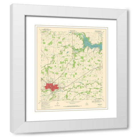 Comanche Texas Quad - USGS 1969 White Modern Wood Framed Art Print with Double Matting by USGS