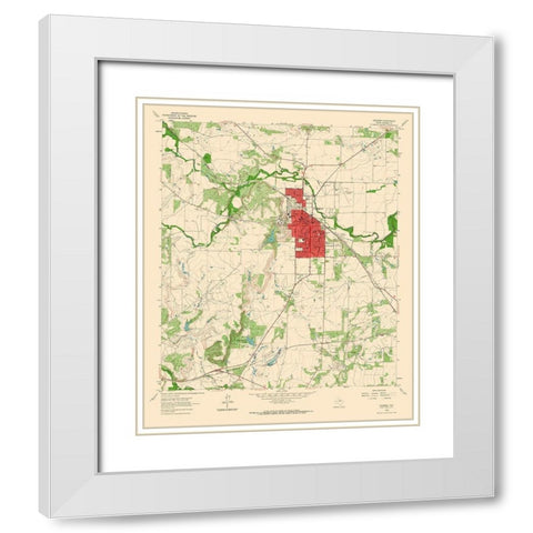 Coleman Texas Quad - USGS 1963 White Modern Wood Framed Art Print with Double Matting by USGS