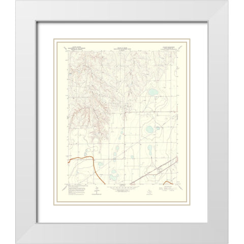 Cuyler Texas Quad - USGS 1967 White Modern Wood Framed Art Print with Double Matting by USGS