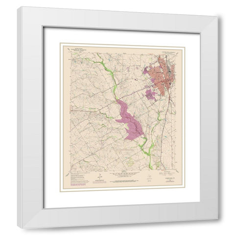 Cleburne West Texas Quad - USGS 1978 White Modern Wood Framed Art Print with Double Matting by USGS