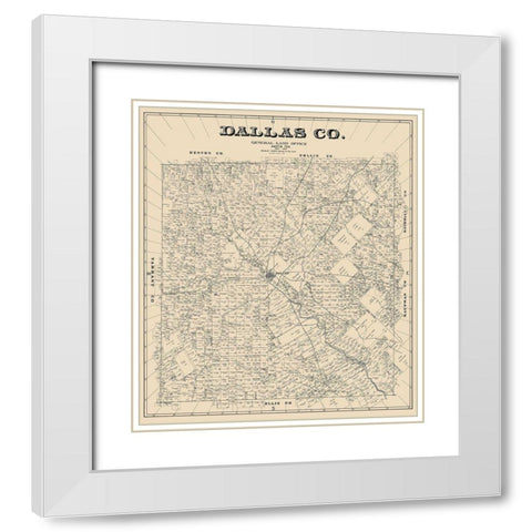 Dallas Texas Landowner - Land Office 1884 White Modern Wood Framed Art Print with Double Matting by Land Office