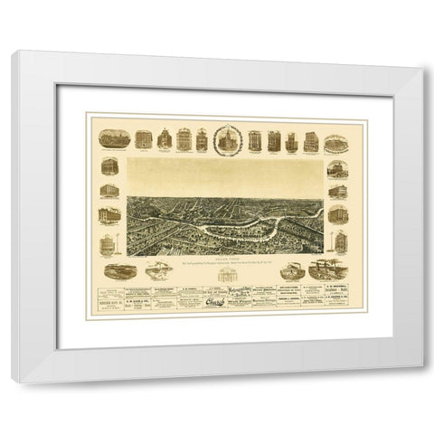 Dallas Texas - Giraud 1892 White Modern Wood Framed Art Print with Double Matting by Giraud