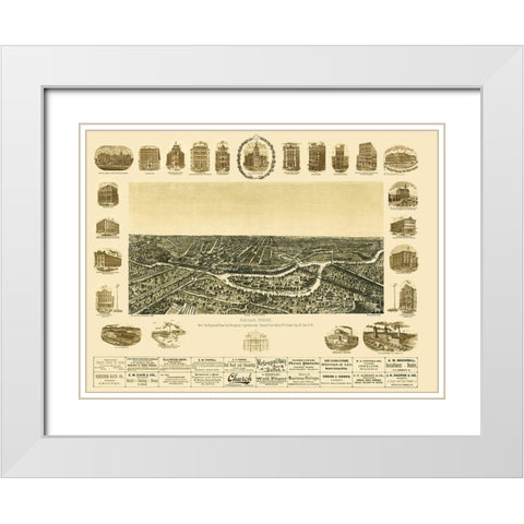 Dallas Texas - Giraud 1892 White Modern Wood Framed Art Print with Double Matting by Giraud