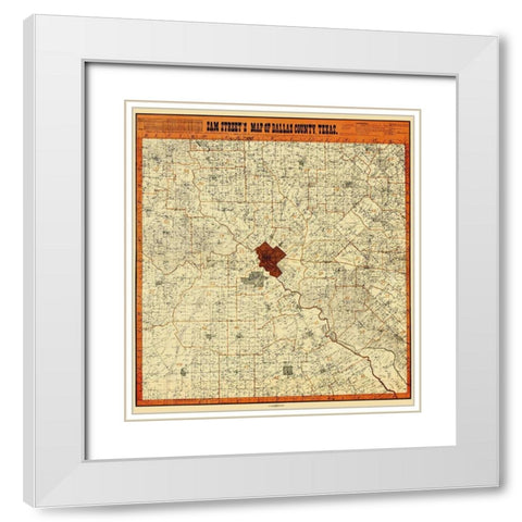 Dallas Texas Landowner - Street 1902 White Modern Wood Framed Art Print with Double Matting by Street