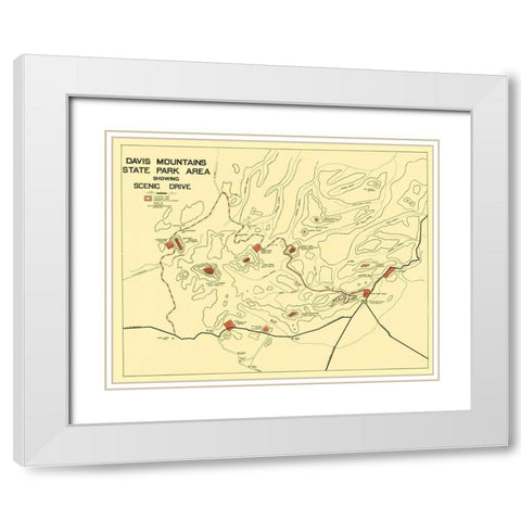 Davis Mountains State Park Texas - Swartz 1935 White Modern Wood Framed Art Print with Double Matting by Swartz