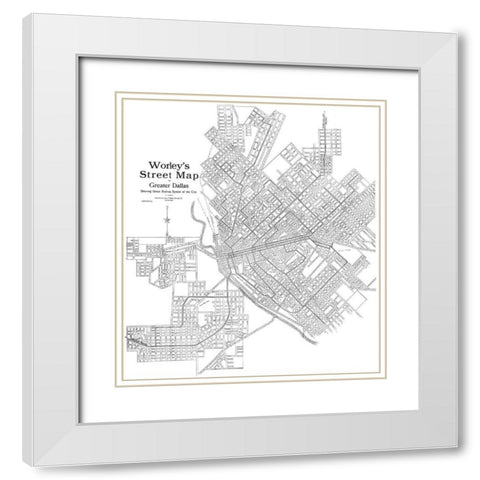 Dallas Texas - Worley 1909 White Modern Wood Framed Art Print with Double Matting by Worley