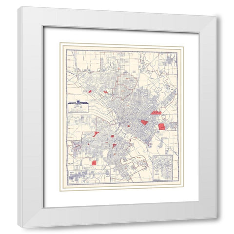 Dallas Texas - Ashburn 1947 White Modern Wood Framed Art Print with Double Matting by Ashburn