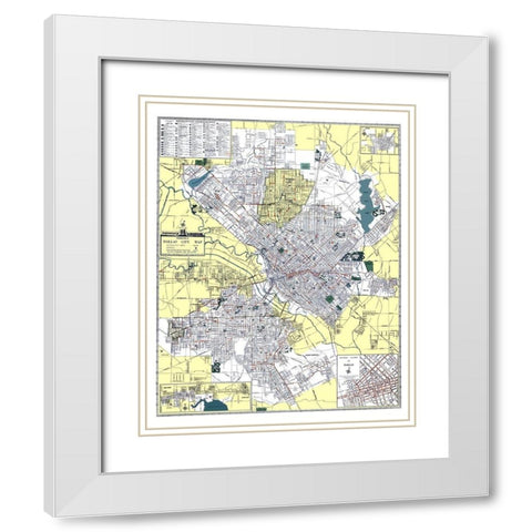 Dallas Texas - Ashburn 1948 White Modern Wood Framed Art Print with Double Matting by Ashburn
