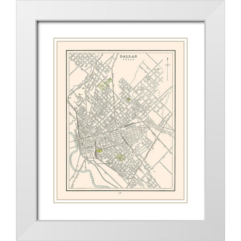 Dallas  Texas - Cram 1892 White Modern Wood Framed Art Print with Double Matting by Cram