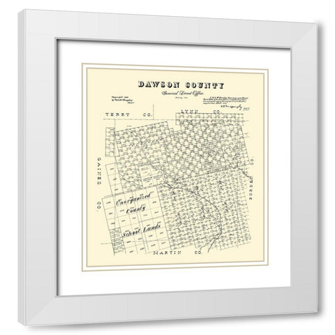 Dawson County Texas - McGaughey 1892 White Modern Wood Framed Art Print with Double Matting by McGaughey