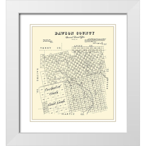 Dawson County Texas - McGaughey 1892 White Modern Wood Framed Art Print with Double Matting by McGaughey