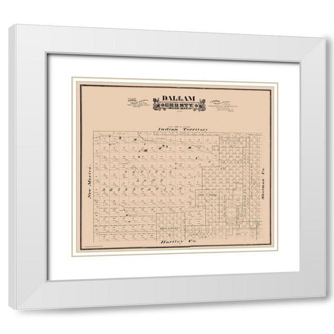 Dallam County Texas - Hall 1888  White Modern Wood Framed Art Print with Double Matting by Hall