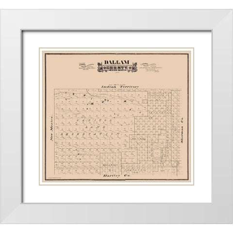Dallam County Texas - Hall 1888  White Modern Wood Framed Art Print with Double Matting by Hall