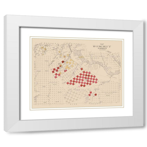 Dimmit County Texas -1897 White Modern Wood Framed Art Print with Double Matting by Unknown