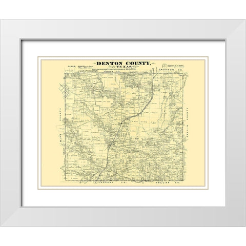 Denton Texas - Land Office 1878 White Modern Wood Framed Art Print with Double Matting by Land Office