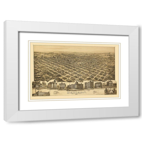 Denison Texas - Fowler 1891 White Modern Wood Framed Art Print with Double Matting by Fowler