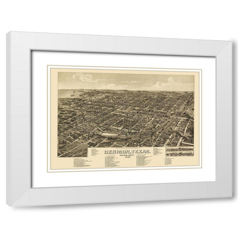 Denison Texas - Wellge 1886 White Modern Wood Framed Art Print with Double Matting by Wellge