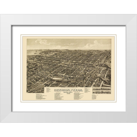 Denison Texas - Wellge 1886 White Modern Wood Framed Art Print with Double Matting by Wellge