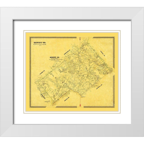 Dewitt County Texas - Arlitt 1870 White Modern Wood Framed Art Print with Double Matting by Arlitt