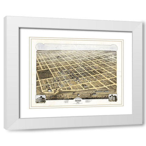 Denison Texas - Pearce 1873  White Modern Wood Framed Art Print with Double Matting by Pearce