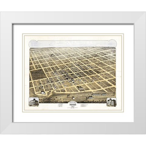 Denison Texas - Pearce 1873  White Modern Wood Framed Art Print with Double Matting by Pearce