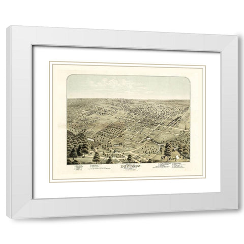 Denison Texas - Morse 1876  White Modern Wood Framed Art Print with Double Matting by Morse