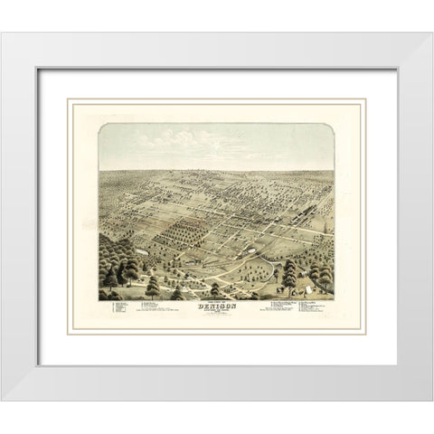 Denison Texas - Morse 1876  White Modern Wood Framed Art Print with Double Matting by Morse