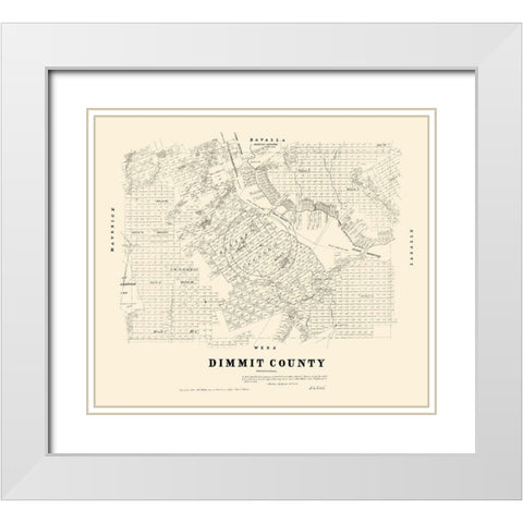 Dimmit County Texas - Walsh 1879 White Modern Wood Framed Art Print with Double Matting by Walsh