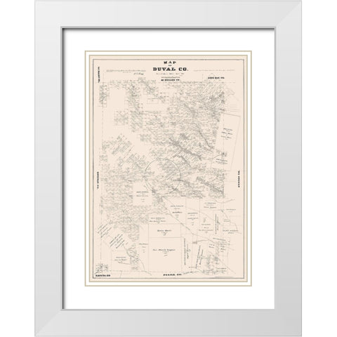 Duval County Texas - Walsh 1880  White Modern Wood Framed Art Print with Double Matting by Walsh