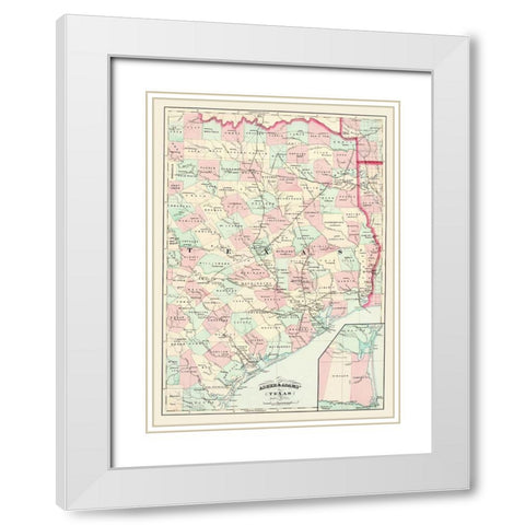 Texas Eastern Portion - Asher 1874 White Modern Wood Framed Art Print with Double Matting by Asher