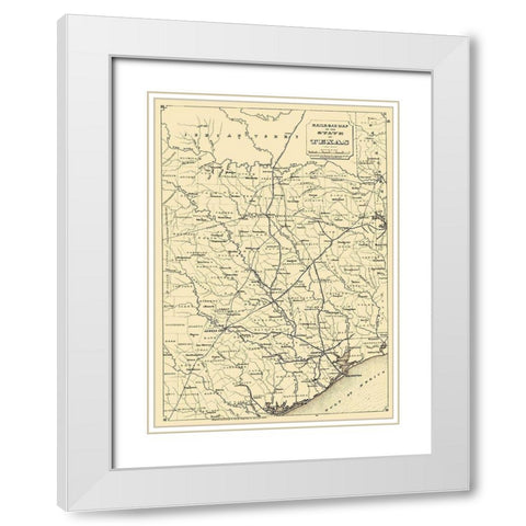 Texas State Railroads - 1873 White Modern Wood Framed Art Print with Double Matting by Unknown