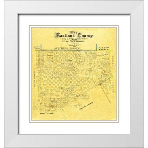 Eastland County Texas - Blan 1875 White Modern Wood Framed Art Print with Double Matting by Blan