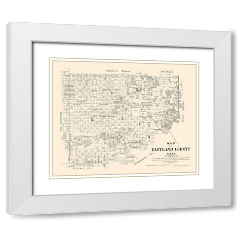 Eastland County Texas - Walsh 1879 White Modern Wood Framed Art Print with Double Matting by Walsh