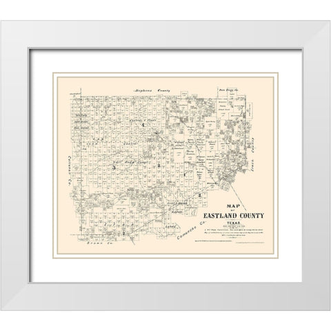 Eastland County Texas - Walsh 1879 White Modern Wood Framed Art Print with Double Matting by Walsh