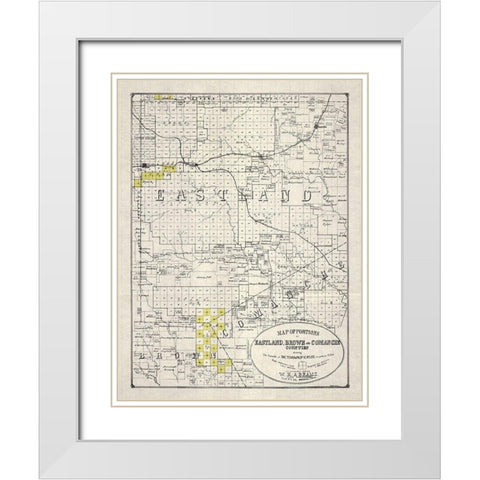 Eastland, Brown, Comanche County Texas -1890 White Modern Wood Framed Art Print with Double Matting by Unknown