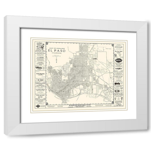 El Paso Texas - Western 1938 White Modern Wood Framed Art Print with Double Matting by Western