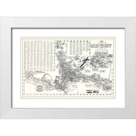 El Paso Texas Street Guide - Newman 1952 White Modern Wood Framed Art Print with Double Matting by Newman