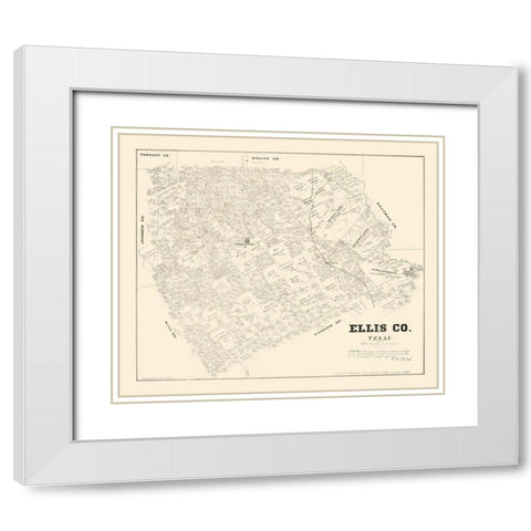 Ellis County Texas - Walsh 1879 White Modern Wood Framed Art Print with Double Matting by Walsh