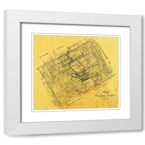 Falls County Texas - Martin 1868 White Modern Wood Framed Art Print with Double Matting by Martin