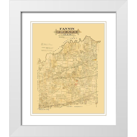 Fannin County Texas - Marshall 1870 White Modern Wood Framed Art Print with Double Matting by Marshall