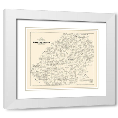 Fayette County Texas - Walsh 1879 White Modern Wood Framed Art Print with Double Matting by Walsh