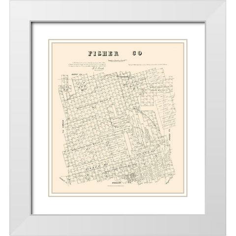 Fisher County Texas - Walsh 1880 White Modern Wood Framed Art Print with Double Matting by Walsh
