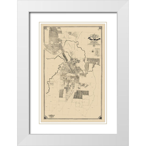 Fort Worth Texas - King 1888 White Modern Wood Framed Art Print with Double Matting by King