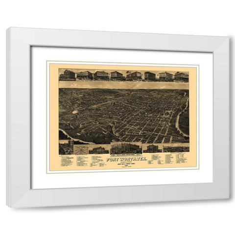 Fort Worth Texas - Beck 1885 White Modern Wood Framed Art Print with Double Matting by Beck